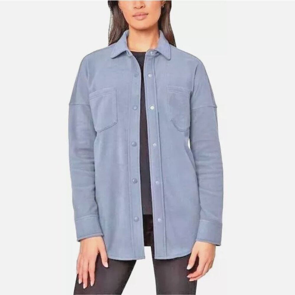 Mondetta Women's Cozy Warm Fleece Shirt Jacket - Blue - L/XL